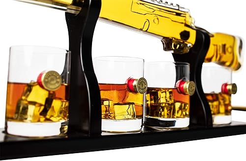 Miniatura 2 de The Wine Savant Regalos para hombres, papá, decantador de pistola de rifle de whisky de 16.9 fl oz, juego de 22.5 pulgadas con gafas de bala, ideas