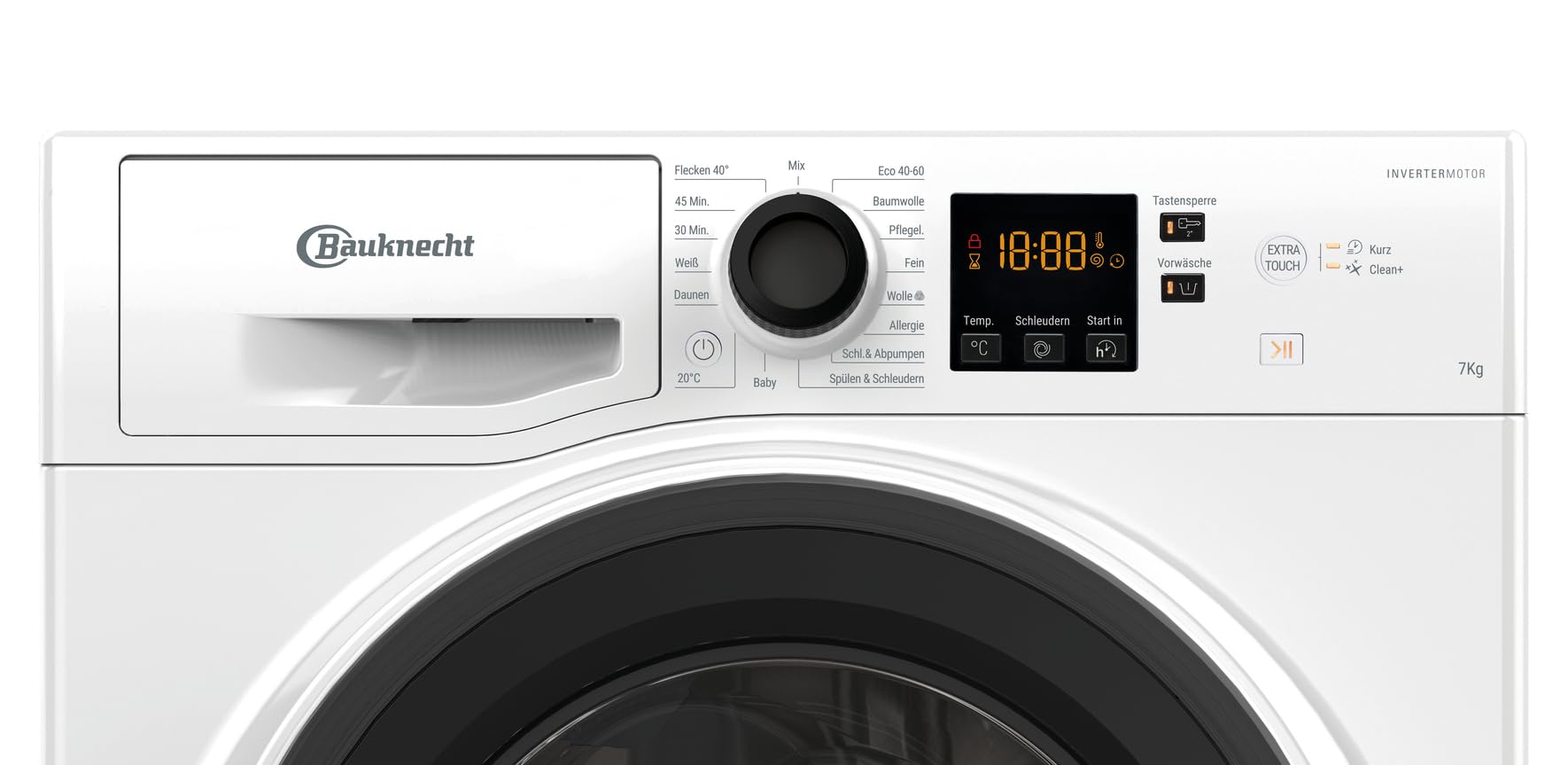 Bauknecht WM BK 7A2JGS Waschmaschine | 7 kg | 1400 U/min | Energieklasse A | Dynamic Inverter-Motor | Kurzprogramme 30/45 Min | Anti-Allergie & Flecken 40°
