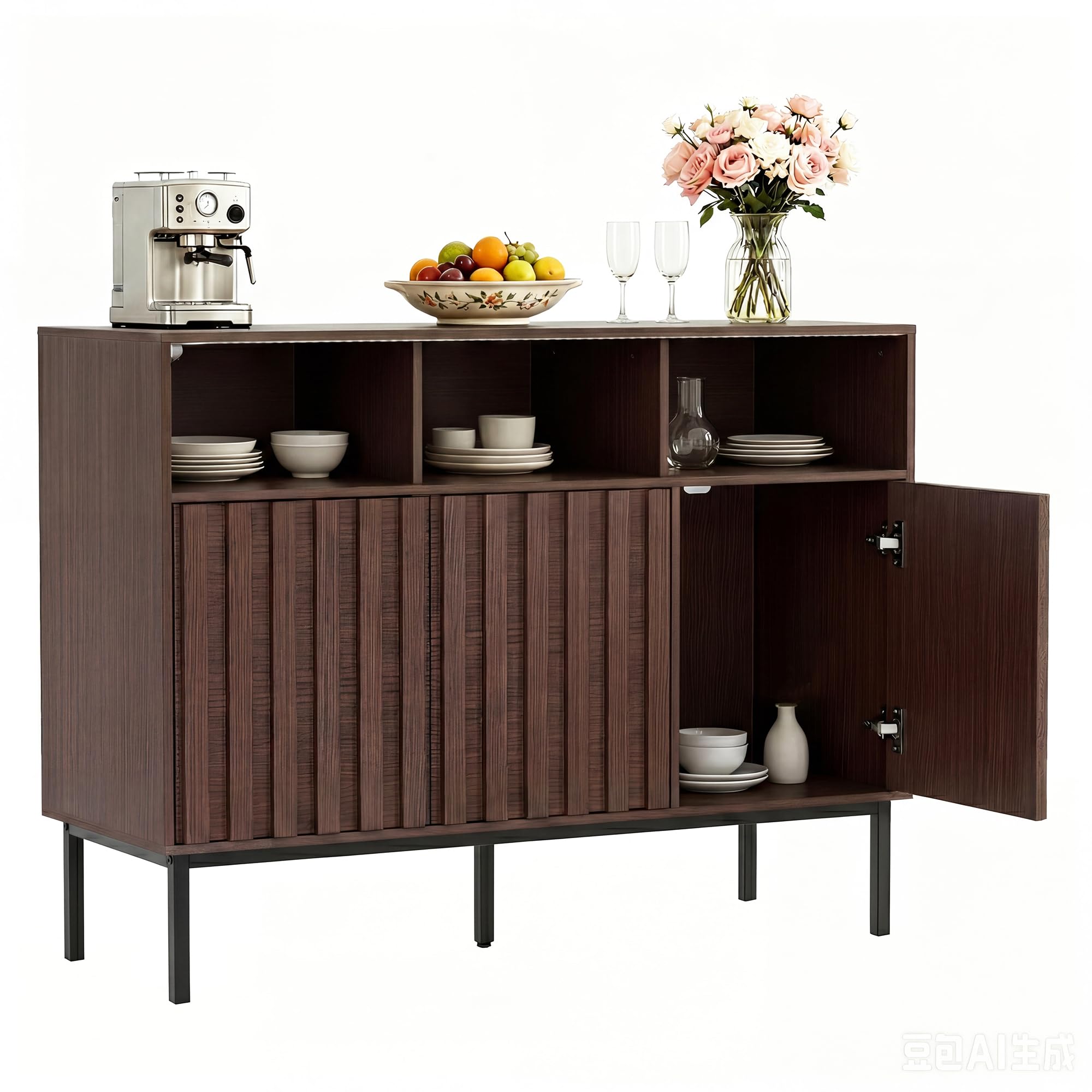 UEV Sideboard mit 3 Türen, 105 x 39 x 80cm, Aufbewahrungsschrank Küchenschrank, Kaffeebar Schrank für Wohnzimmer Schlafzimmer Flur Küche