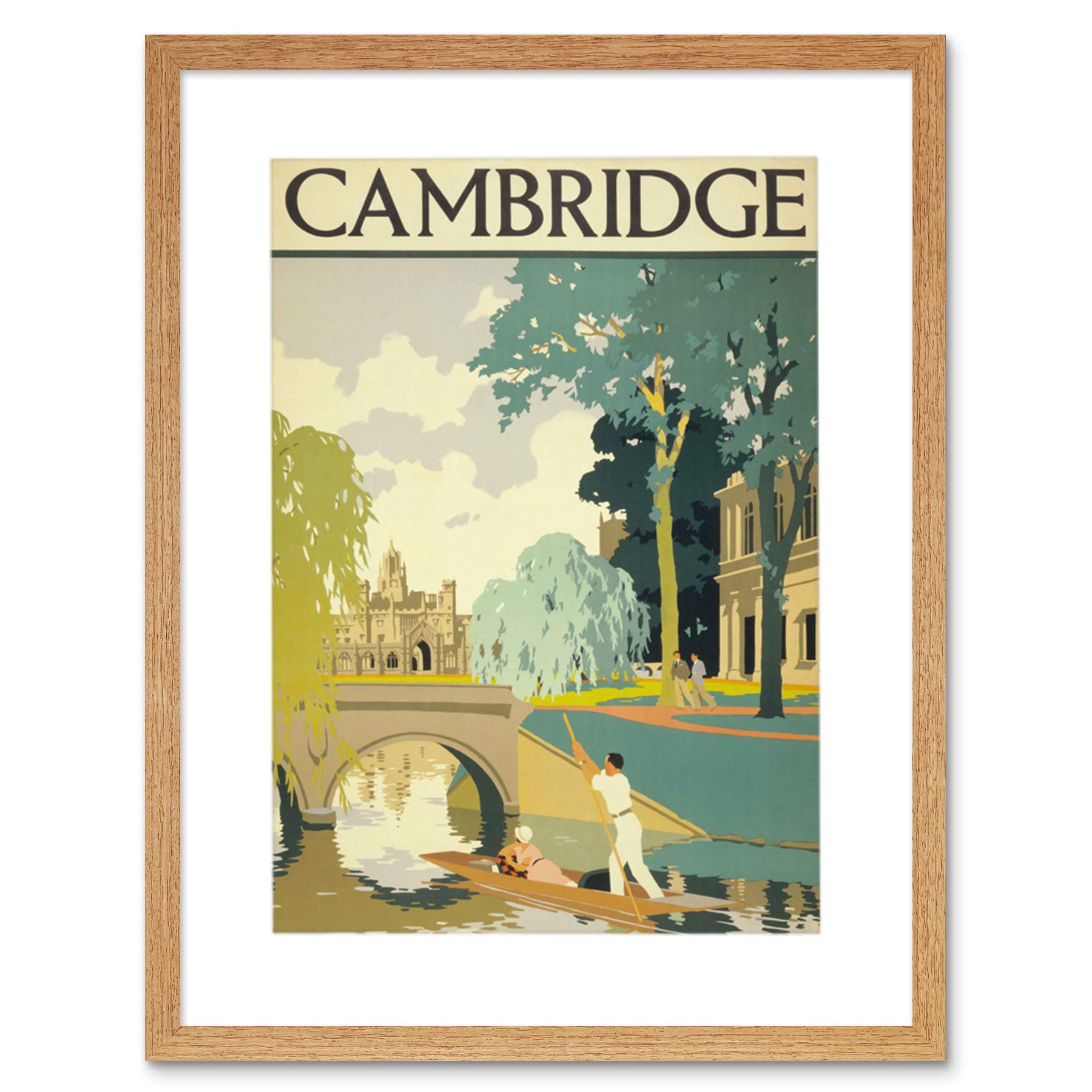 Wee Blue Coo Travel Tourism Cambridge England Cam Punt Bridge Picture Framed Wall Art Print