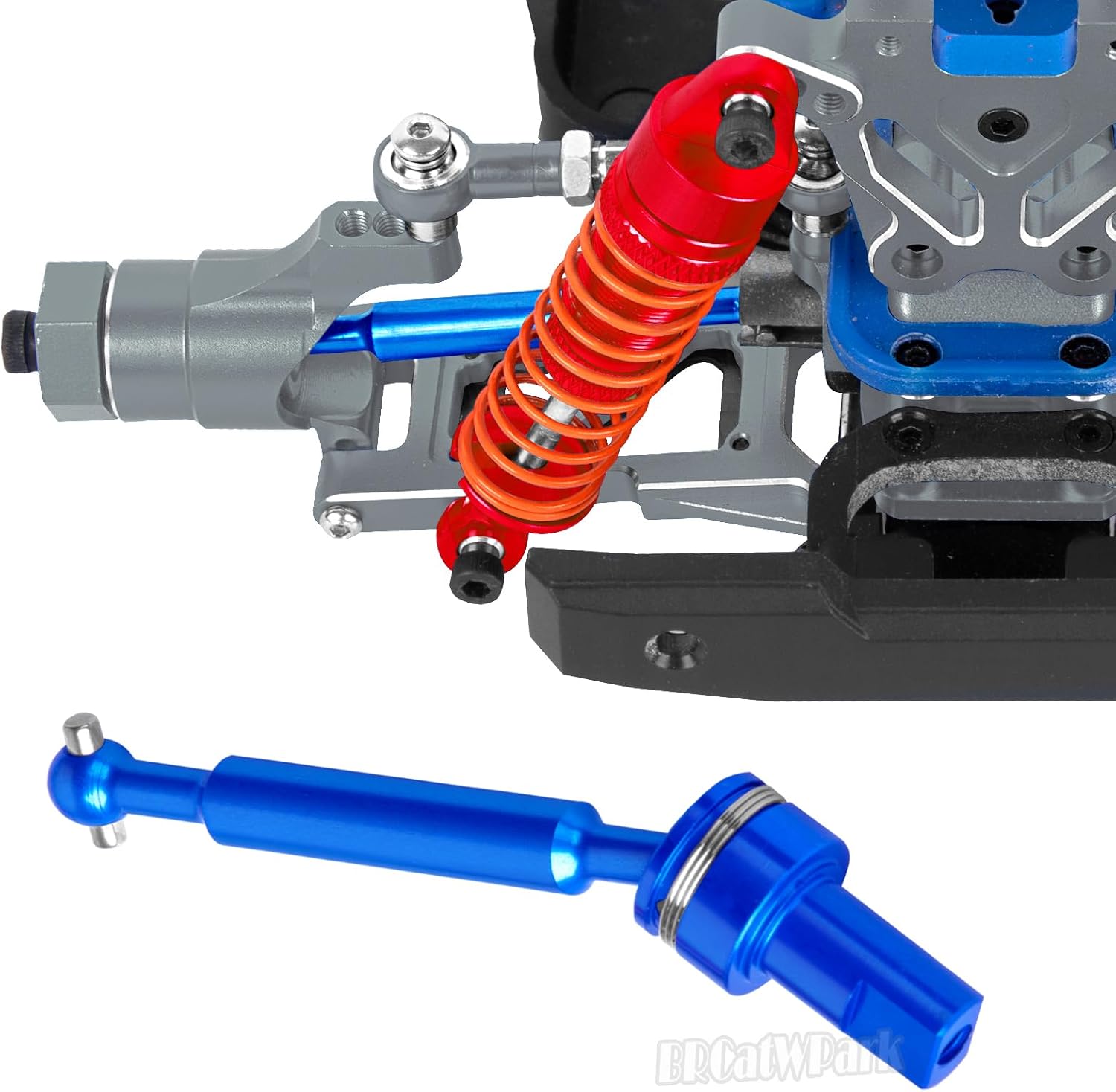 RC Upgrades Part for 1/18 LaTrax Teton,Stainless Steel Chassis Protect Armor & Alloy Suspension A Arms & Drive Shaft Axles & Caster Block,Steering Blocks,Rear Stub Axle Carriers,Navy Blue