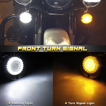 NTHREEAUTO 1157 Front + 1156 Rear LED Turn Signals 3 1/4 inch Flat Smoked Lens Covers Switchback Tail Lights Running Light Compatible with Harley Road King Electra Glide Heritage Softail Touring