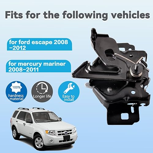 Miniatura 2 de Unikpas Conjunto de pestillo de capó compatible con Ford Escape 2008-2012 Mercury Mariner 2008-2011
