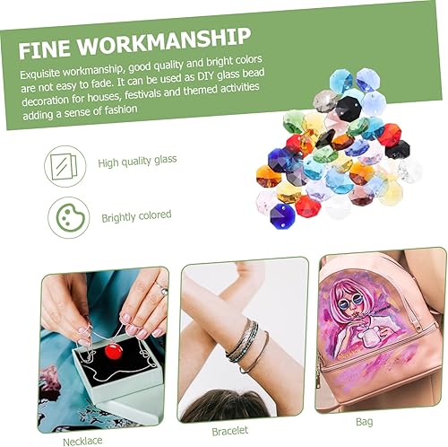 Miniatura 7 de COHEALI 80 piezas de cuentas octogonales de doble agujero para fabricación de joyas, espaciador, cuentas de agujero facetado, cuentas de acrílico,