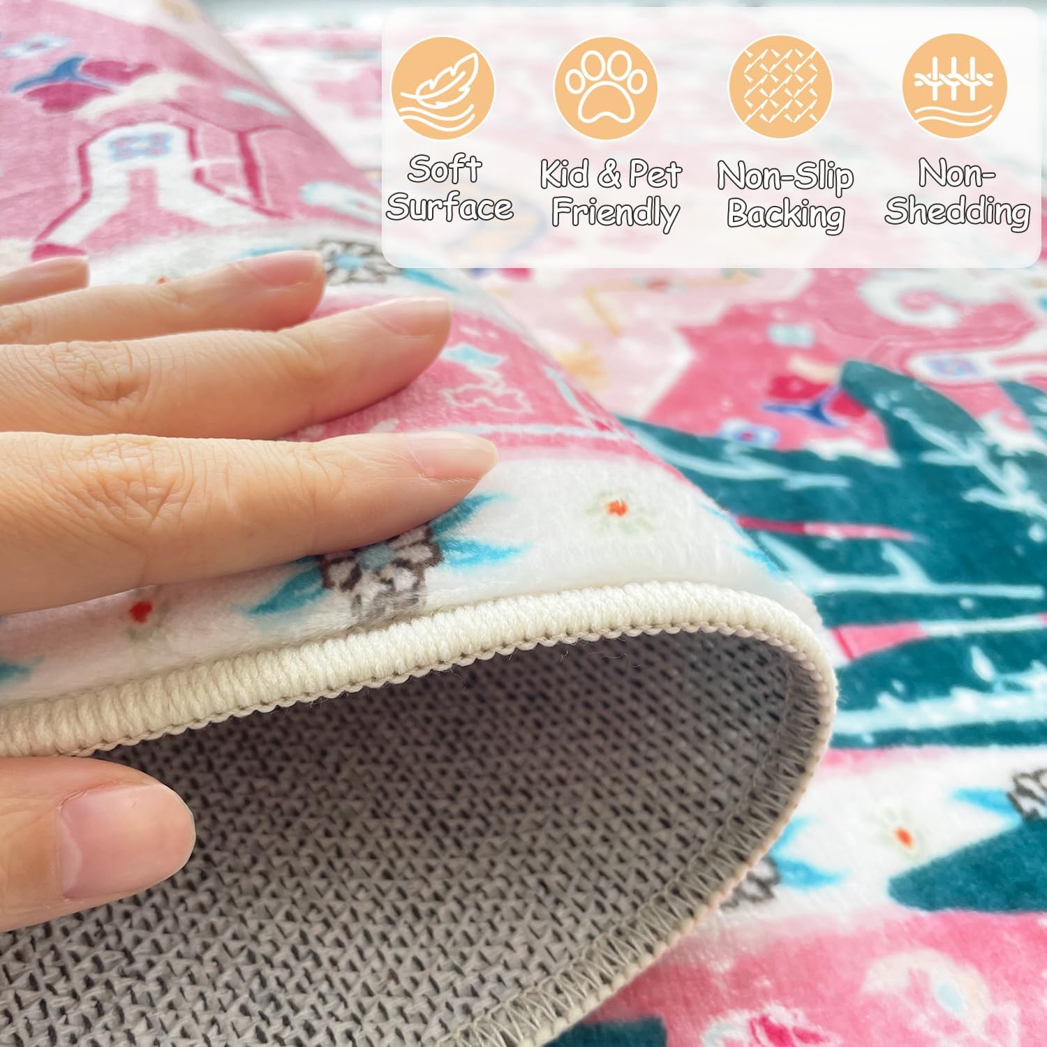 3x5 Washable Non-Slip Area Rug, Tropical Pink Boho Vintage Jungle Tiger Rug, Soft Cozy Faux Cashmere Low Pile Animal Print Rug for Girls Room, Nursery, Entryway, Easy to Clean Decorative Carpet