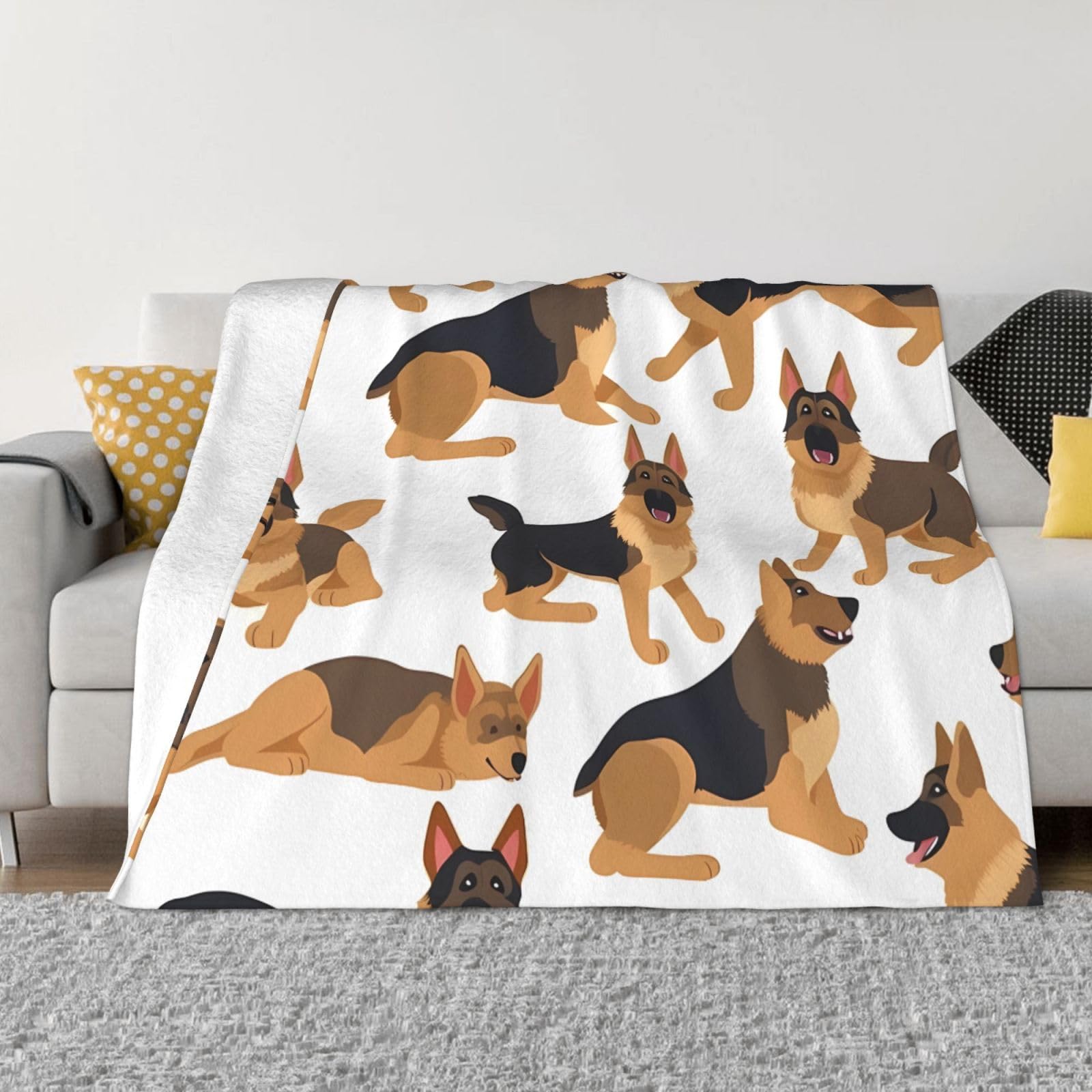 KLOPH German Shepherd Throw Blanket 40"x30" Flannel Fluffy Warm Blanket for Couch, Reversible Plush Blankets for Bed, Comfy Fuzzy Blanket for Sofa, Plush Lightweight-Blankets for All Season