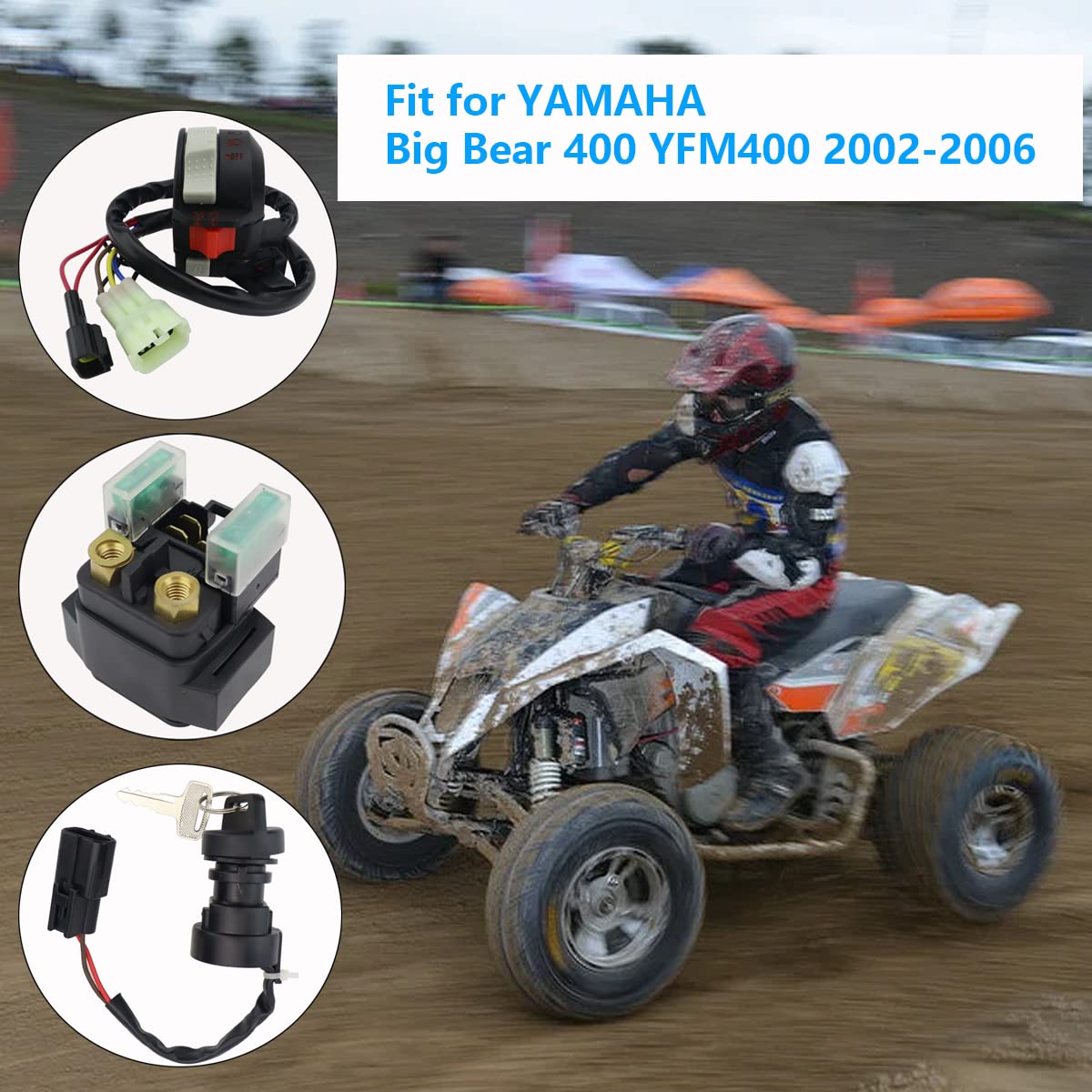 Left Handlebar Control Engine Start Run Off Headlight Switch & Relay & Switch for Yamaha Big Bear 400 YFM400 2002-2006, 5LP-83973-01-00