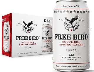Free Bird Southern Still Spring Water - 12 Pack, 12oz Cans, Zero Calories, Crisp & Clean Pure Georgia Blue Ridge Mountain Water, Naturally Sourced, Shelf-Stable