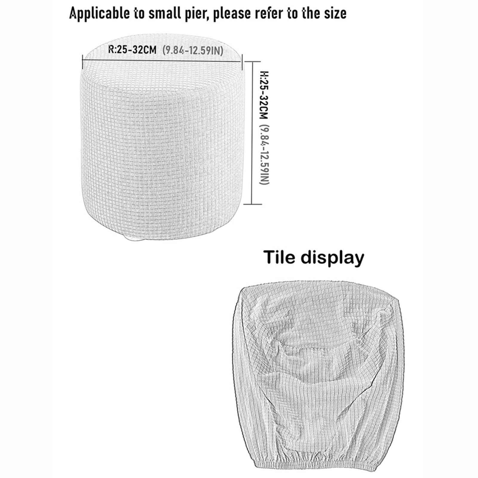 Mswborml Milky White, Grille Housse de Pouf Rond Extensible avec Bas Élastique, Antidérapante Housse de Pouf Ottoman Rond Luxe Housses de Repose-Pieds Doux, Housse de Protection pour Repose-Pieds