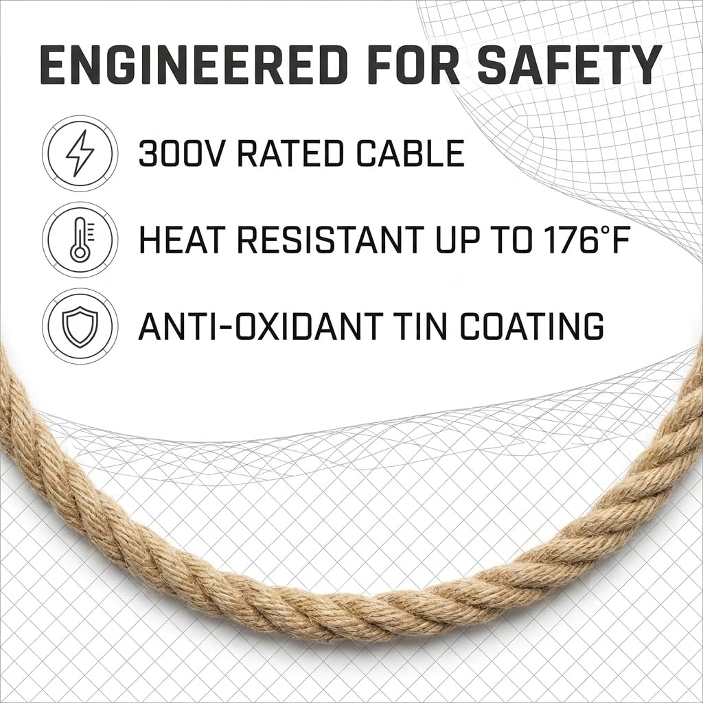 Hemp Twisted Fabric Cord 16.4ft 3-Core 18 Gauge Copper Wire for Pendant Lights Hanging Lamps Chandeliers & DIY Lighting (Hemp)