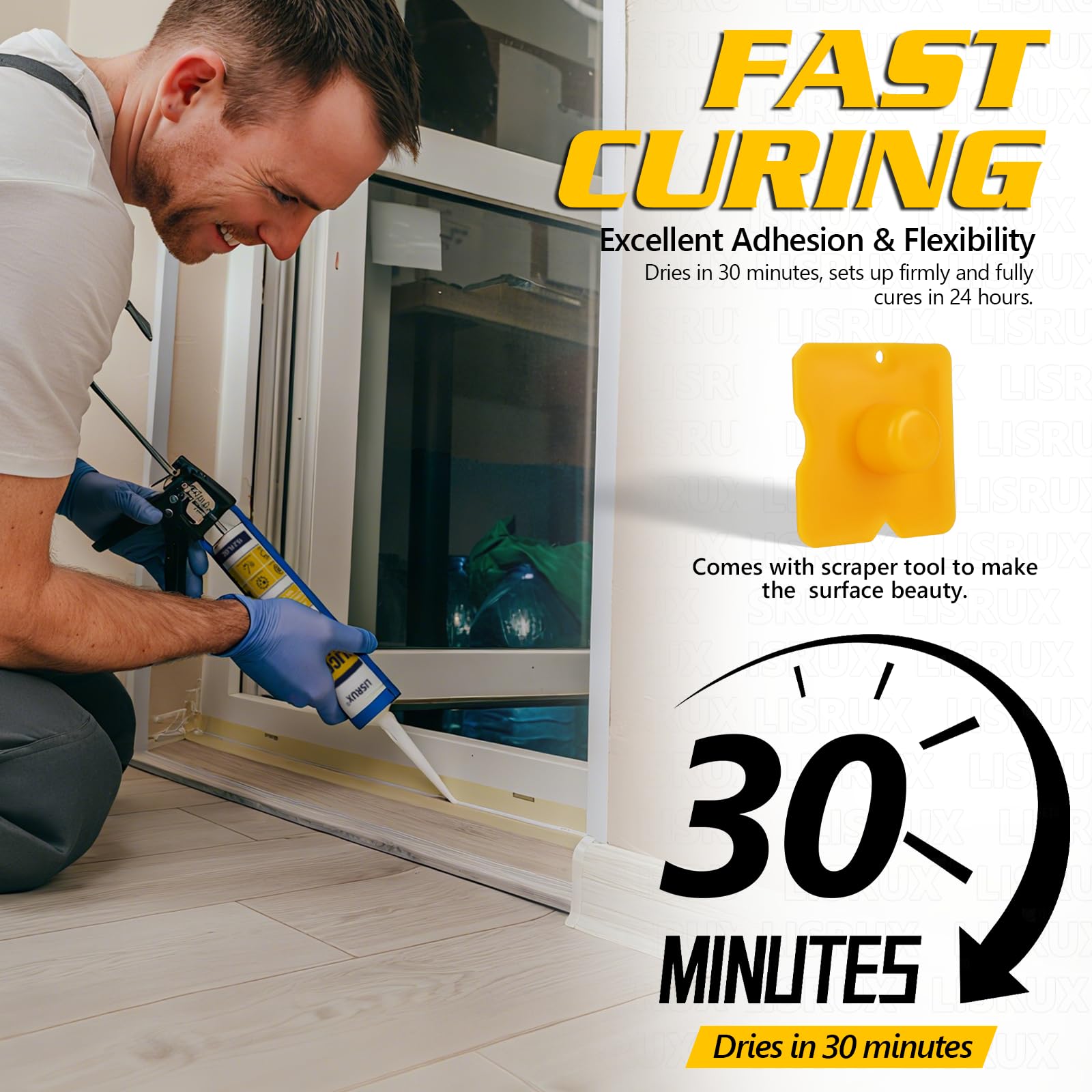 LISRUX Silicone Caulk - Waterproof Window & Door Sealant -6 LISRUX Silicone Caulk - Waterproof Window & Door Sealant -6