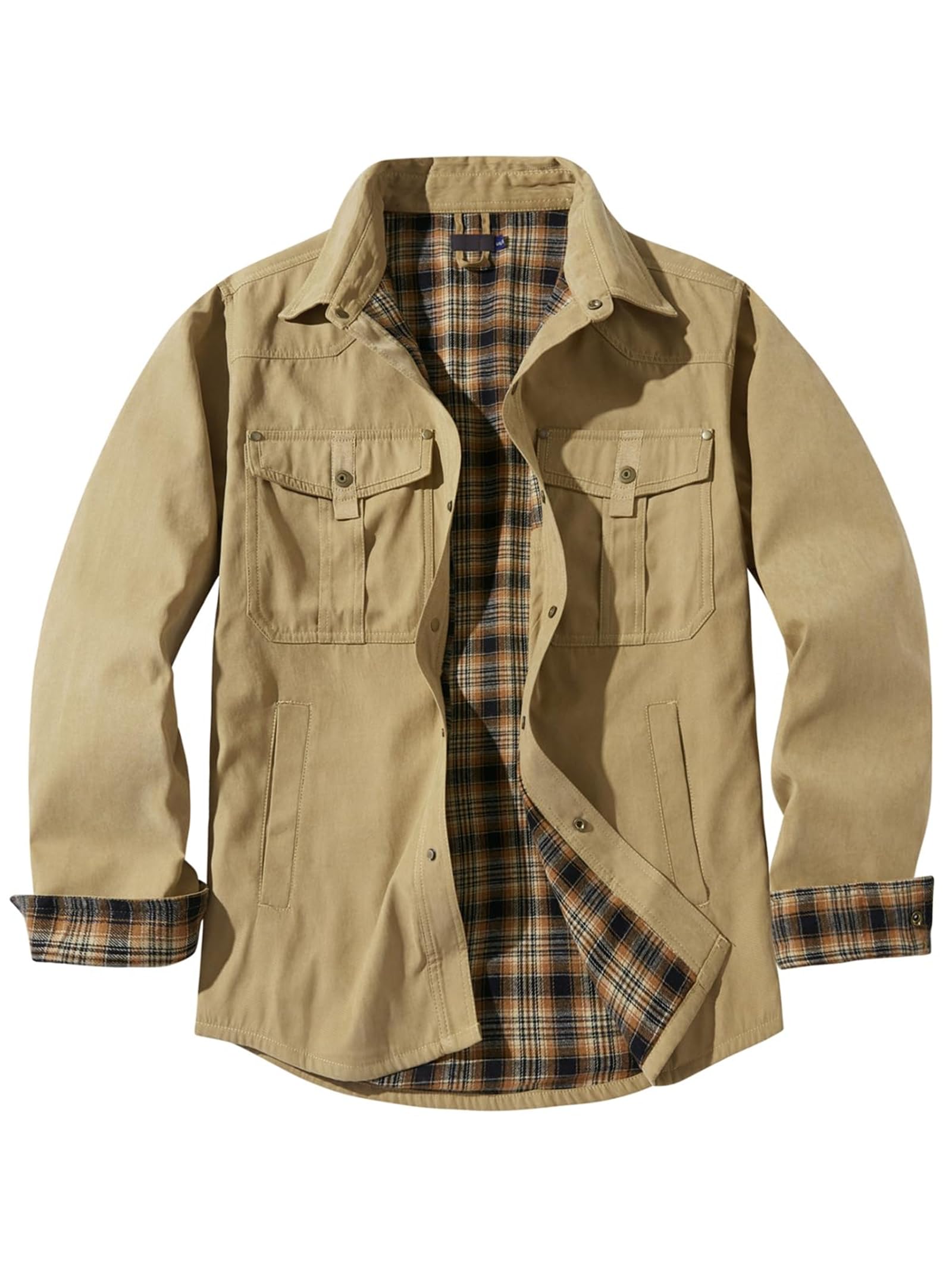 Camicia da uomo foderata in flanella, stile vintage, con bottoni a pressione, stile western, camicia da uomo, camicia slim fit in flanella