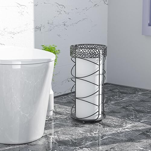 Miniatura 5 de ROLABAM Soporte de papel higiénico pesado (con función de reserva), organizador de papel higiénico de pie, soporte de almacenamiento de papel