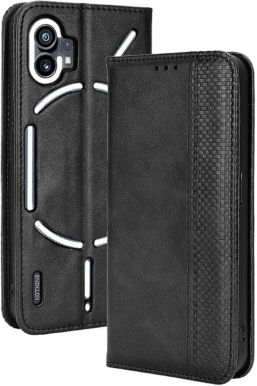 GOKEN Cover per Nothing Phone (1), Custodia Folio in Pelle Flip Wallet Libro Case con Portafoglio, Premium PU/TPU Magnetica Cover con Supporto di Stand/Carte Slot (Nero