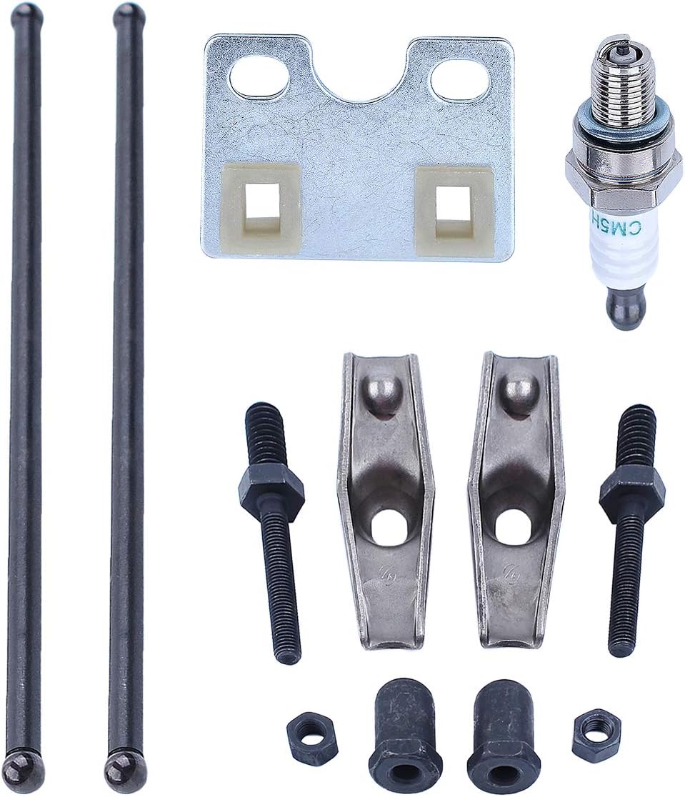 Adefol Gas Engine Valve Push Rod Guide Plate Rocker Arm for Honda GX340 GX390 11HP 13HP Lawn Mower Replacement Parts with Spark Plug for 14410-ZE3-013, 14431-ZE2-010, 14791-ZE2-010, 90012-ZE0-010