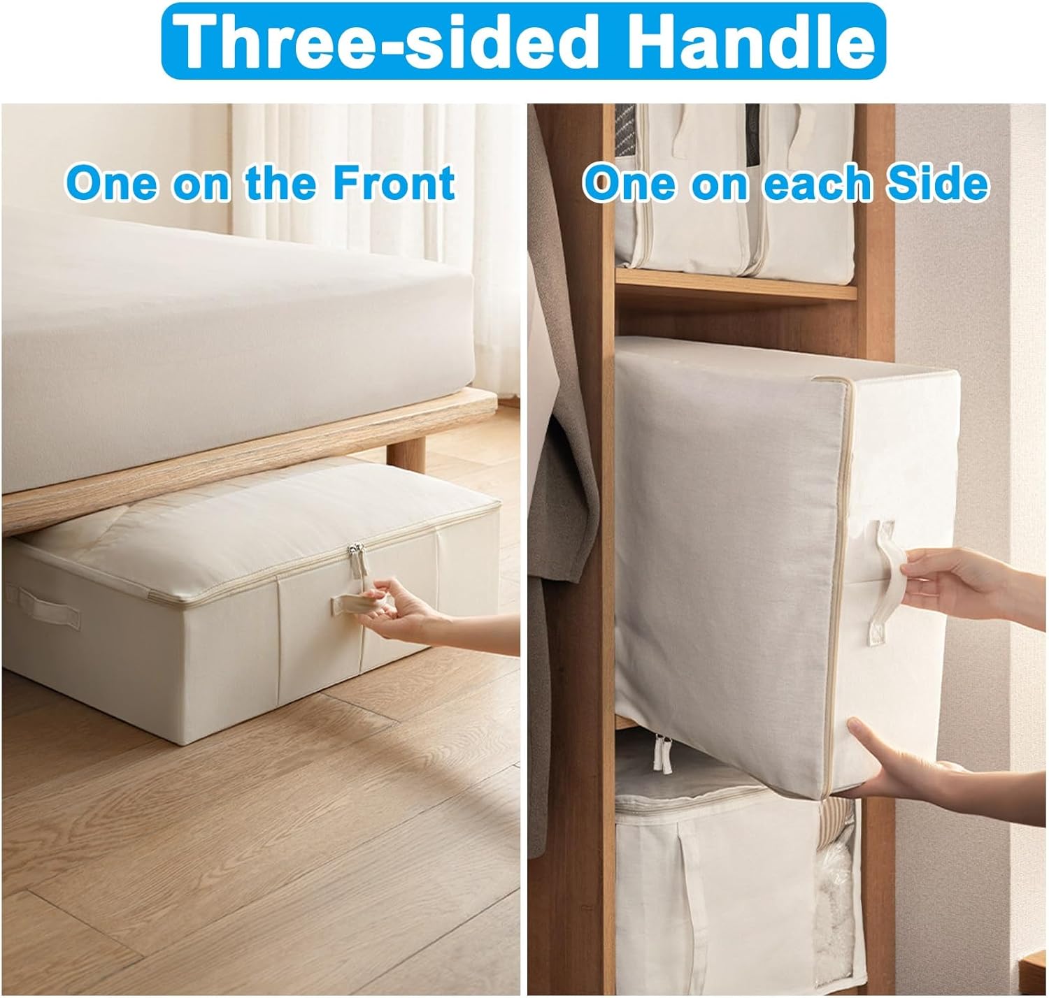 2 Pack Under the Bed Storage Containers, Foldable Under Bed Storage Boxes, Transparent Window, Washable, for Clothes, Quilts, Shoes