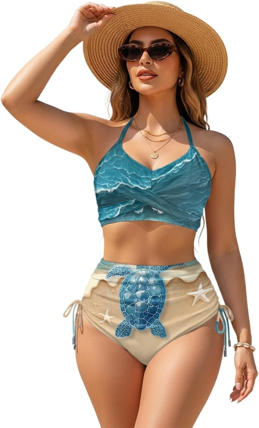 Cumagical High Waist Two Piece Swimsuit for Women Summer High Waisted Bikini Set Sun Protection Sexy Bikini Set for Women