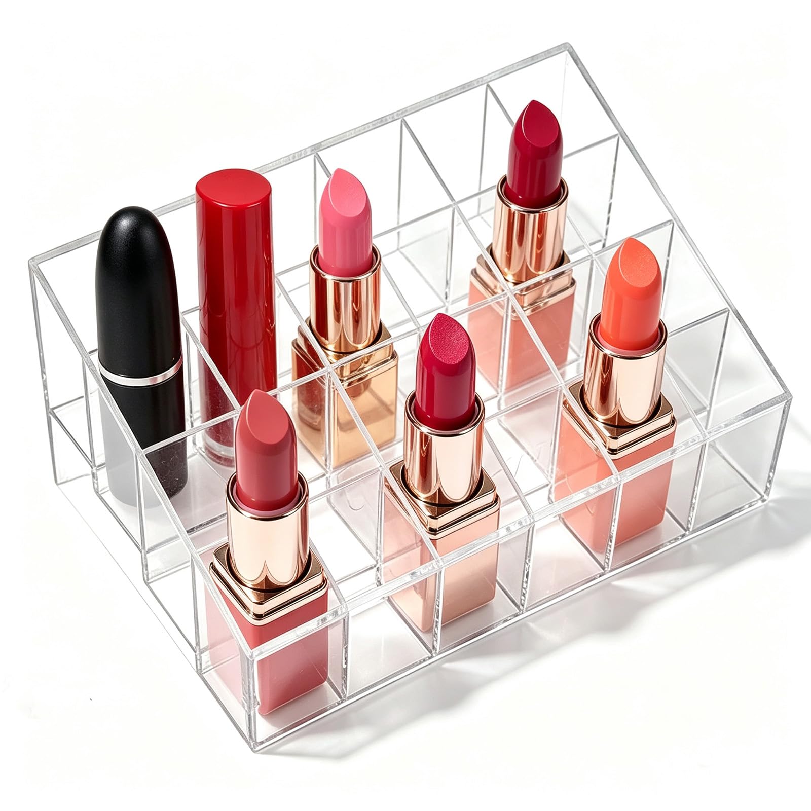 Photo 1 of KYHYFJMD Lipstick Organizer, 24 Slots Clear Cosmetic Display