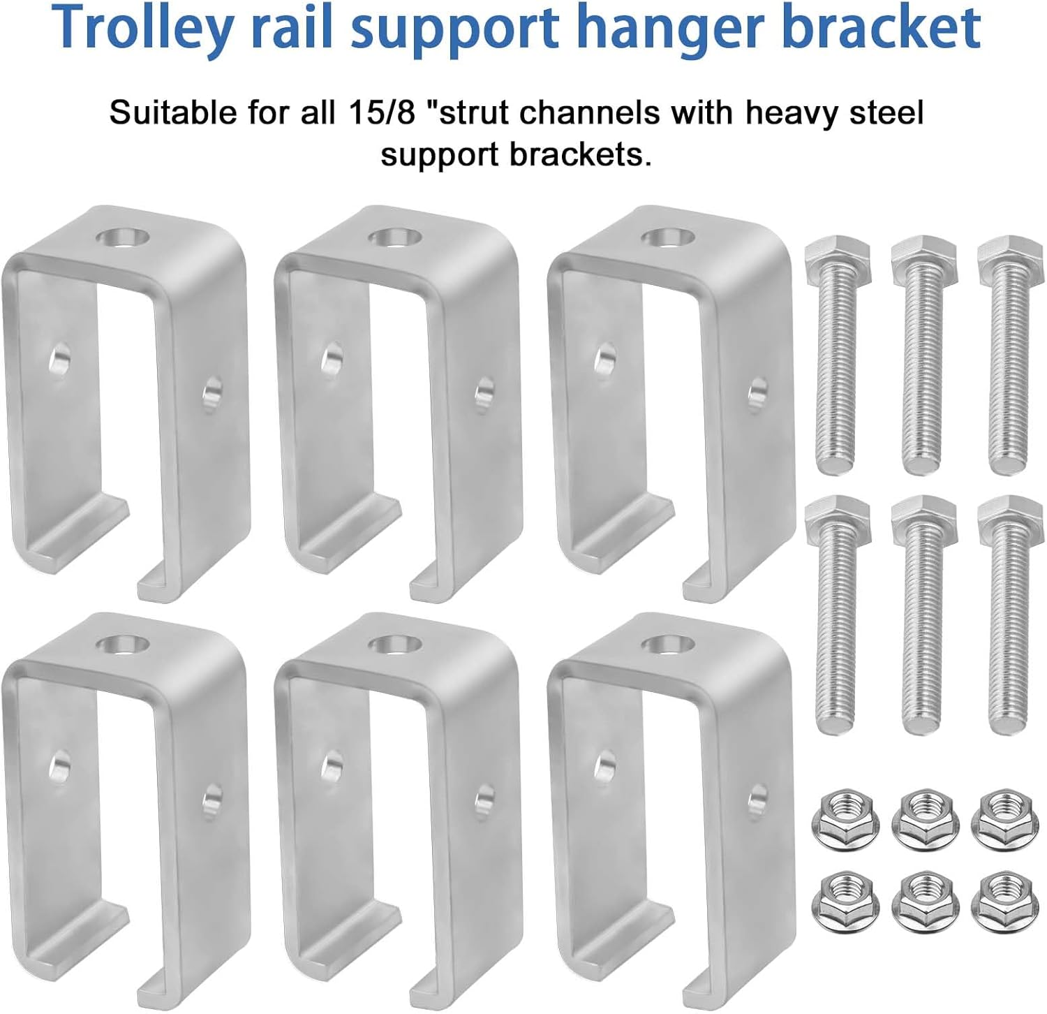 Strut Channel Trolley Track Hanger Bracket ,1200 LB Load Rated for Unistrut 1-5/8" Heavy Duty Track Joiner Support,Intermediate Support Hanger Bracket - 6 Pack