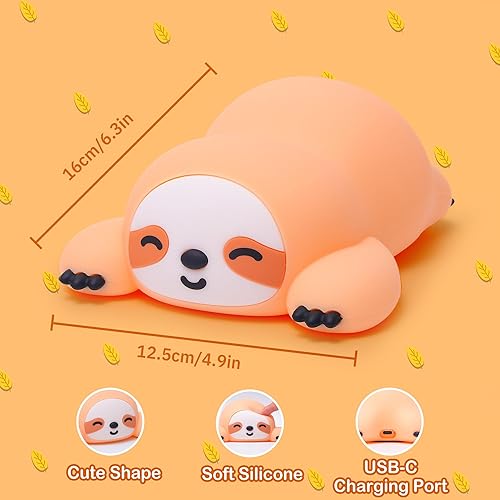 Miniatura 6 de Luz nocturna de perezoso, lindo regalo de perezoso para niños, lámpara de silicona regulable para guardería, adorable lámpara táctil recargable para