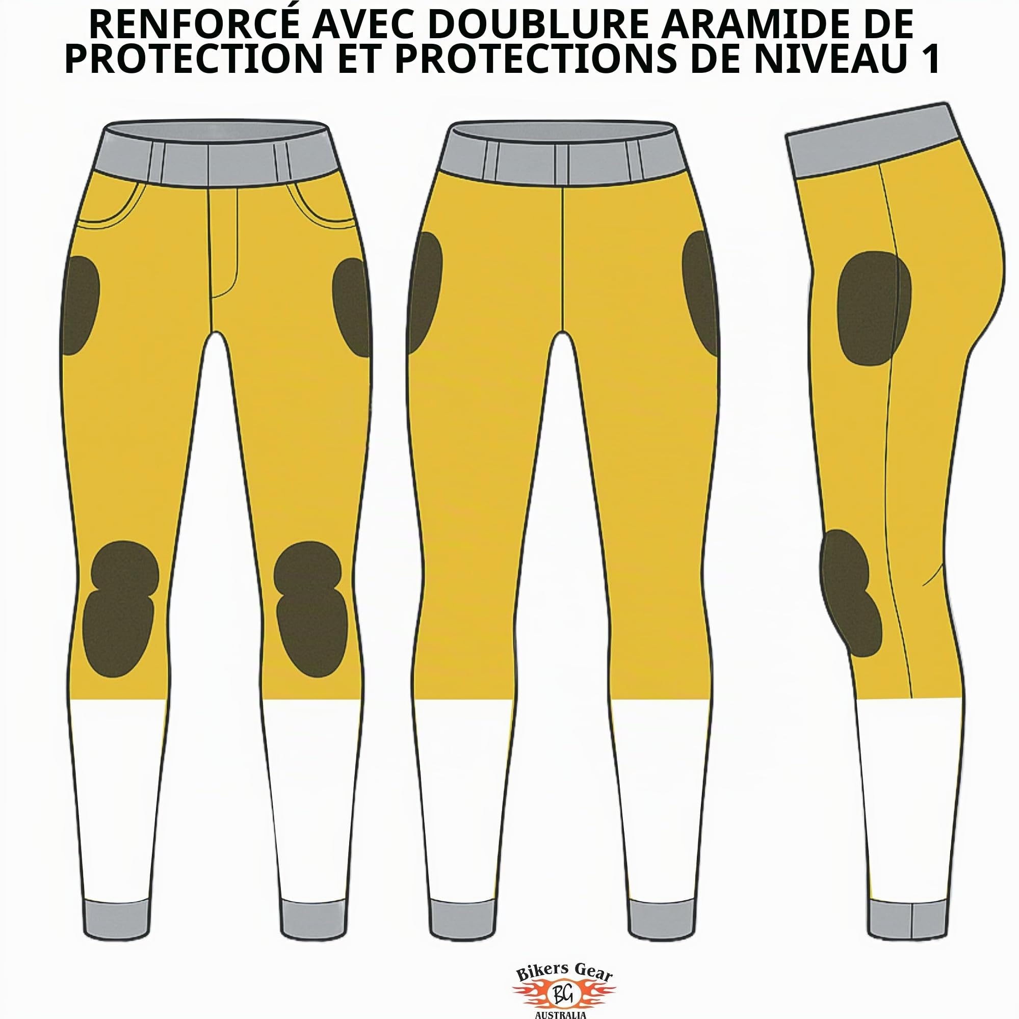 Bikers Gear Australia Women's Grey Stone Wash Kevlar New Ladies Stone Wash Grey Stretch Kevlar Motorcycle Jeans with Removable CE1621-1 Armour