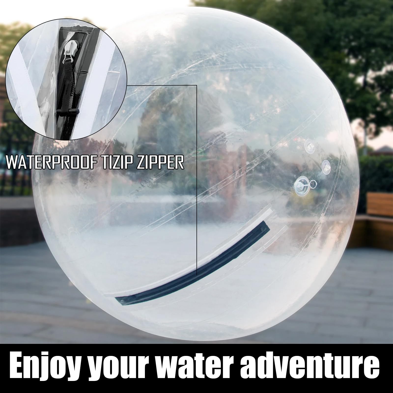 Casa Gonfiabile a Bolla da 1,3-2,5M di Diametro - Palla d'Acqua per Camminare, Palla d'Acqua in PVC da 0,8 mm con Pompa d'Aria Elettrica da 600/800W per Piscina e Lago Dia 2