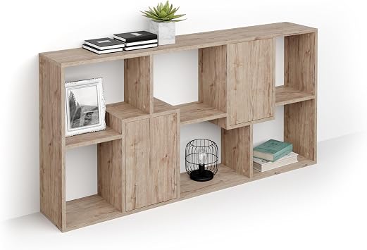 Mobili Fiver, Iacopo XS Bookcase with Panel Doors 63.31 x 31.5 in, Oak, Made in Italy