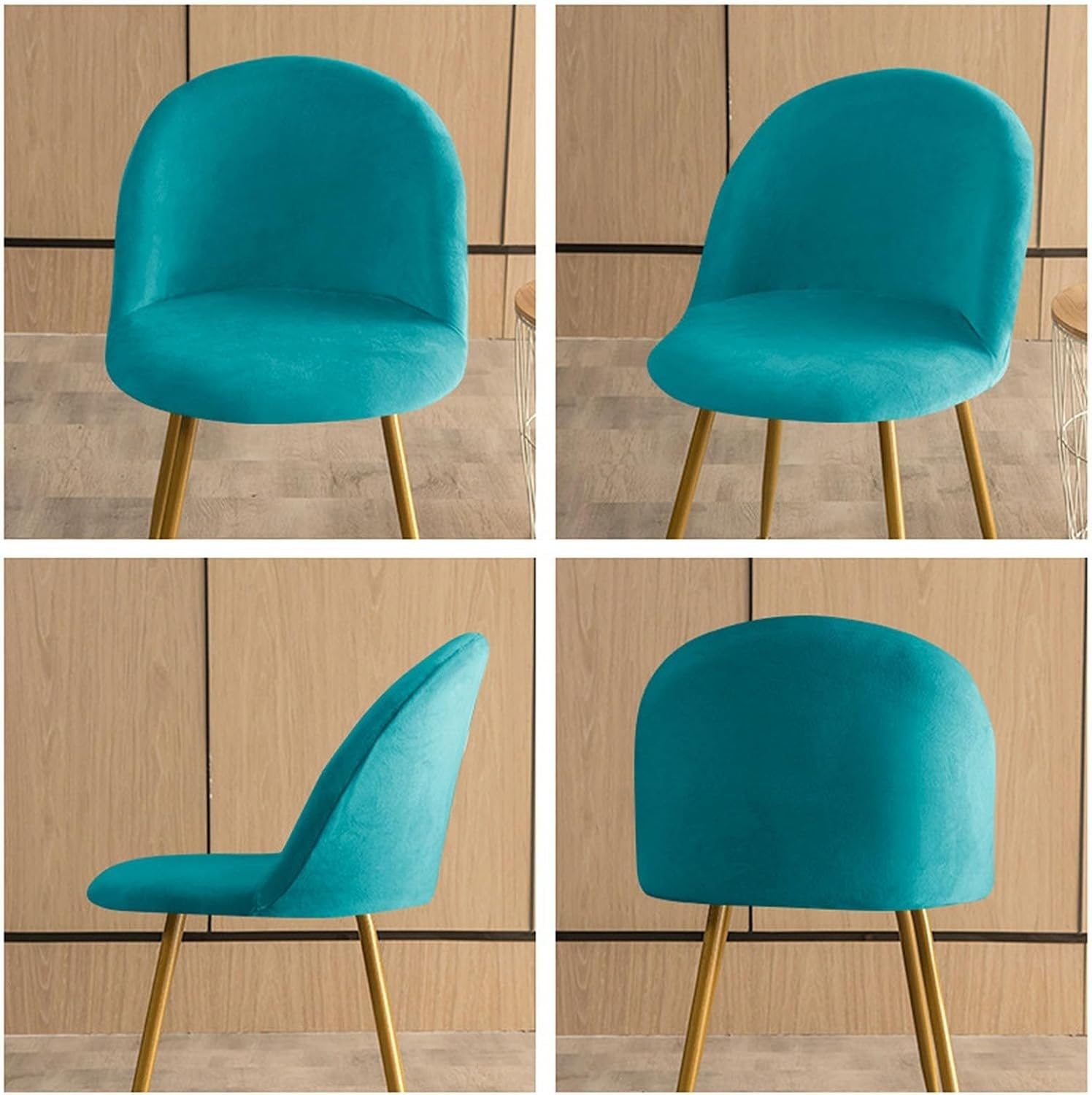 Funda de Terciopelo for Silla con Respaldo Redondo, Fundas for Sillas de Comedor sin Brazos escandinavas, Fundas Antideslizantes for Sillas de Cocina(T,4PCS)