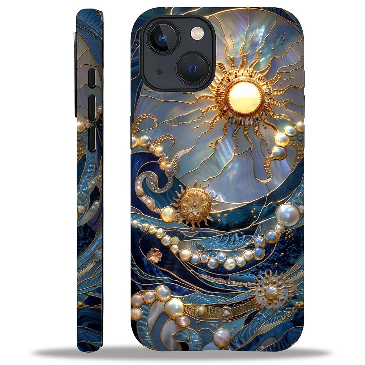 ZHEGAILIAN Case for iPhone 13 iPhone 14,The Sun Shines On The Waves for 2 in 1 Hard Shell + Soft Silicone,Shockproof Bumper Drop Protective Case