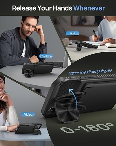 Miniatura 4 de Funda para iPhone 16e tipo cartera, soporte integrado, tarjetero y cubierta para lente de cámara, protección de cuerpo completo, resistente,