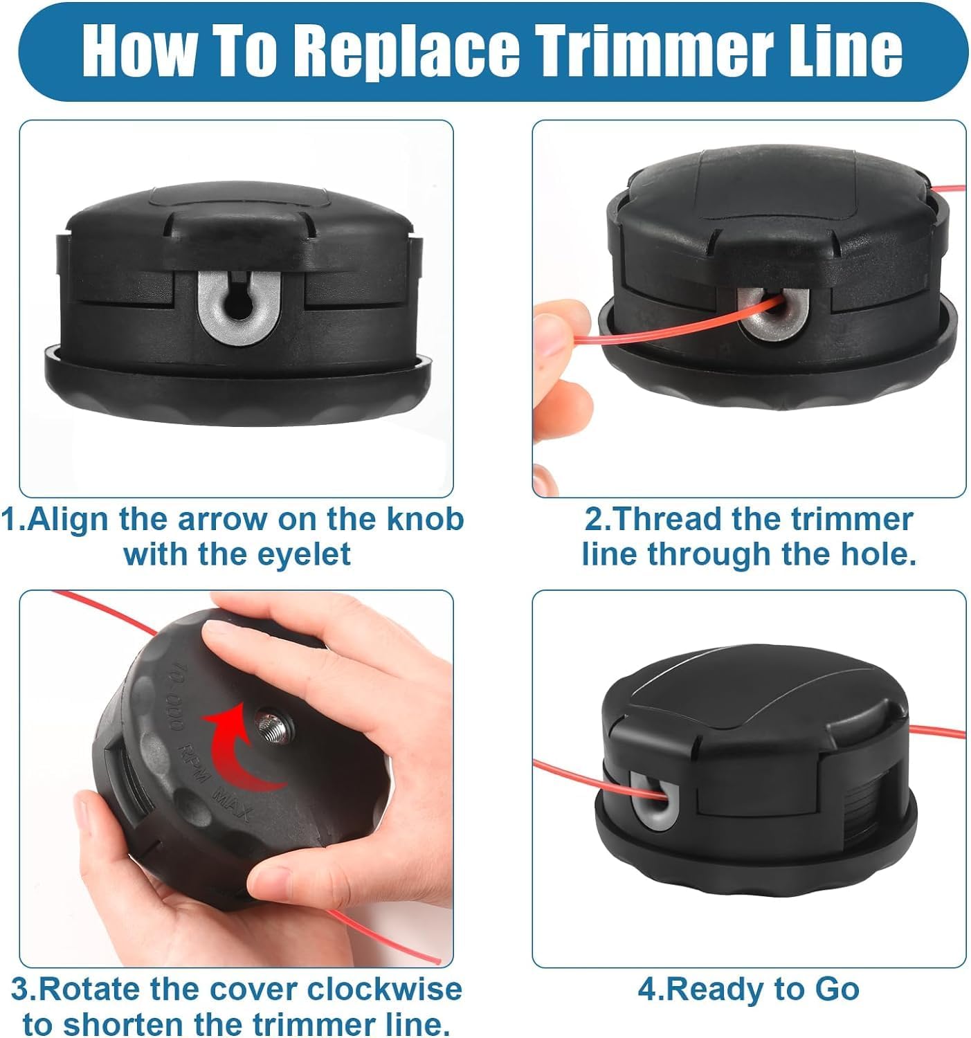 3 Pack String Trimmer Head SRM-225 for Echo Speed Feed 400 SRM-230 SRM225 SRM-210 SRM2100 Echo Weed Eater PAS210 PAS211 PAS225 PAS230 PAS260 Shindaiwa T195S T220 T222 T230 T231 Straight Shaft Trimmer