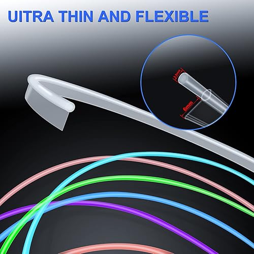 Miniatura 4 de Tira de luces LED para interiores de automóvil, luces RGB multicolor para interior de automóvil con borde de costura de 0.236 pulgadas, 16 millones