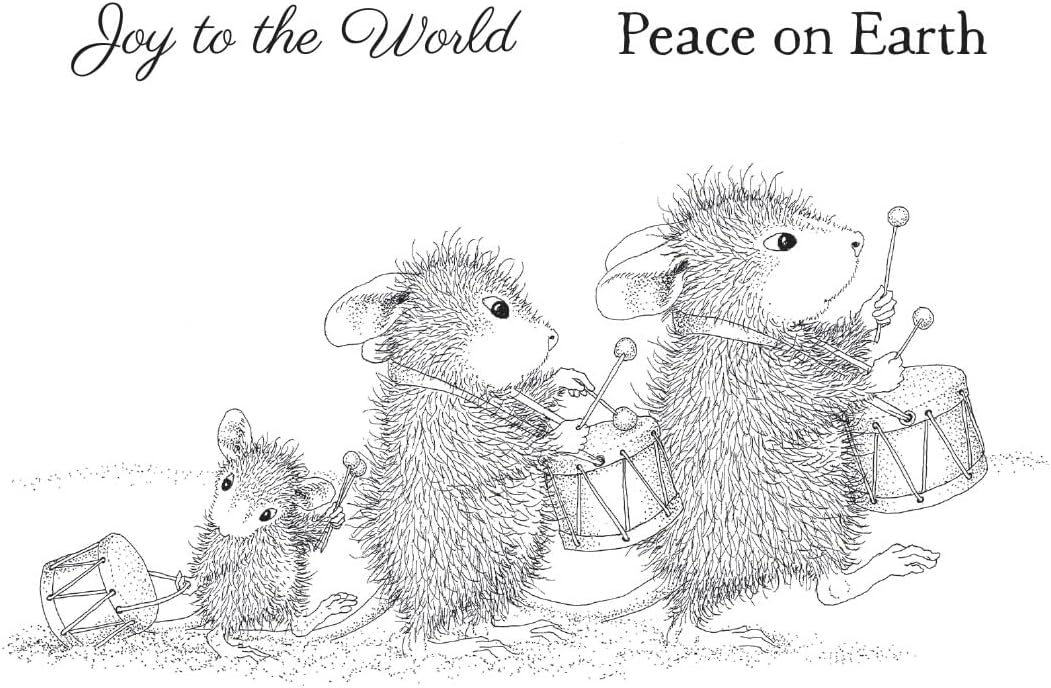 Spellbinders RSC-014 Products Drummer Mice Cling Rubber Stamp Set from The House-Mouse Holiday Collection