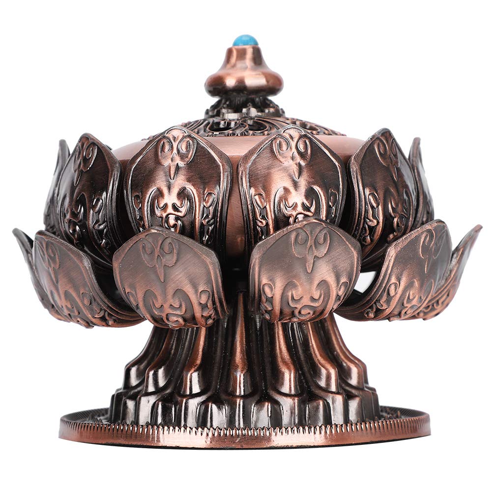 Bruciatore Incenso In Rame LIZEALUCKY – Loto Buddha, Supporto Vintage Con Coperchio E Cotone Ignifugo