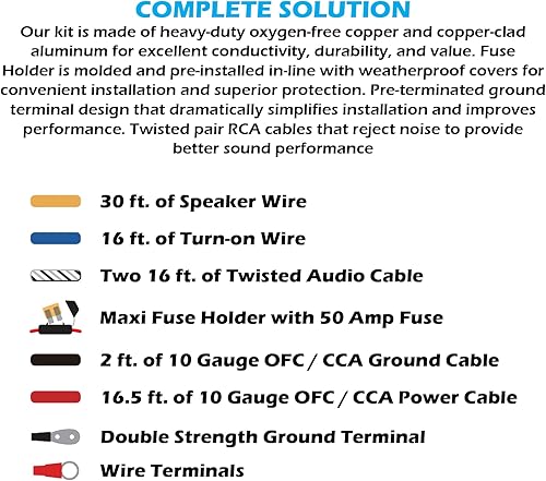 Miniatura 14 de Scosche - Kit de cableado completo de instalación central de amplificador de automóvil ICAK12 calibre 12 de 2 canales, 270 W máximo, para barco