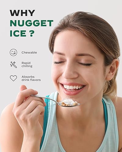 Miniatura 2 de Silonn Nugget - Máquina de hielo para encimera, máquina de hielo de guijarros con hielo masticable suave, máquina de hielo de operación con un solo