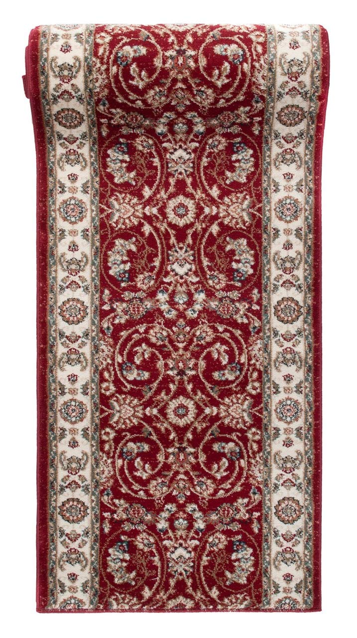 Carpeto Tapis de Couloir Couloir 70x500cm Rouge Classique Traditionnel Doux