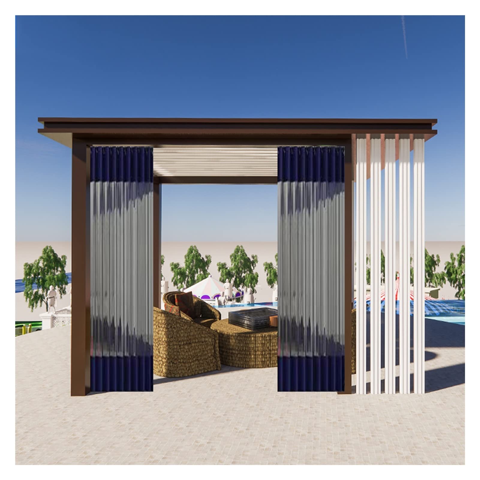 Tende Trasparenti per Esterno Gazebo pergola Antipolvere Antipioggia 0,5mm con Occhielli Antiruggine per Gazebo, Garage, Esterno (7.5x3m)