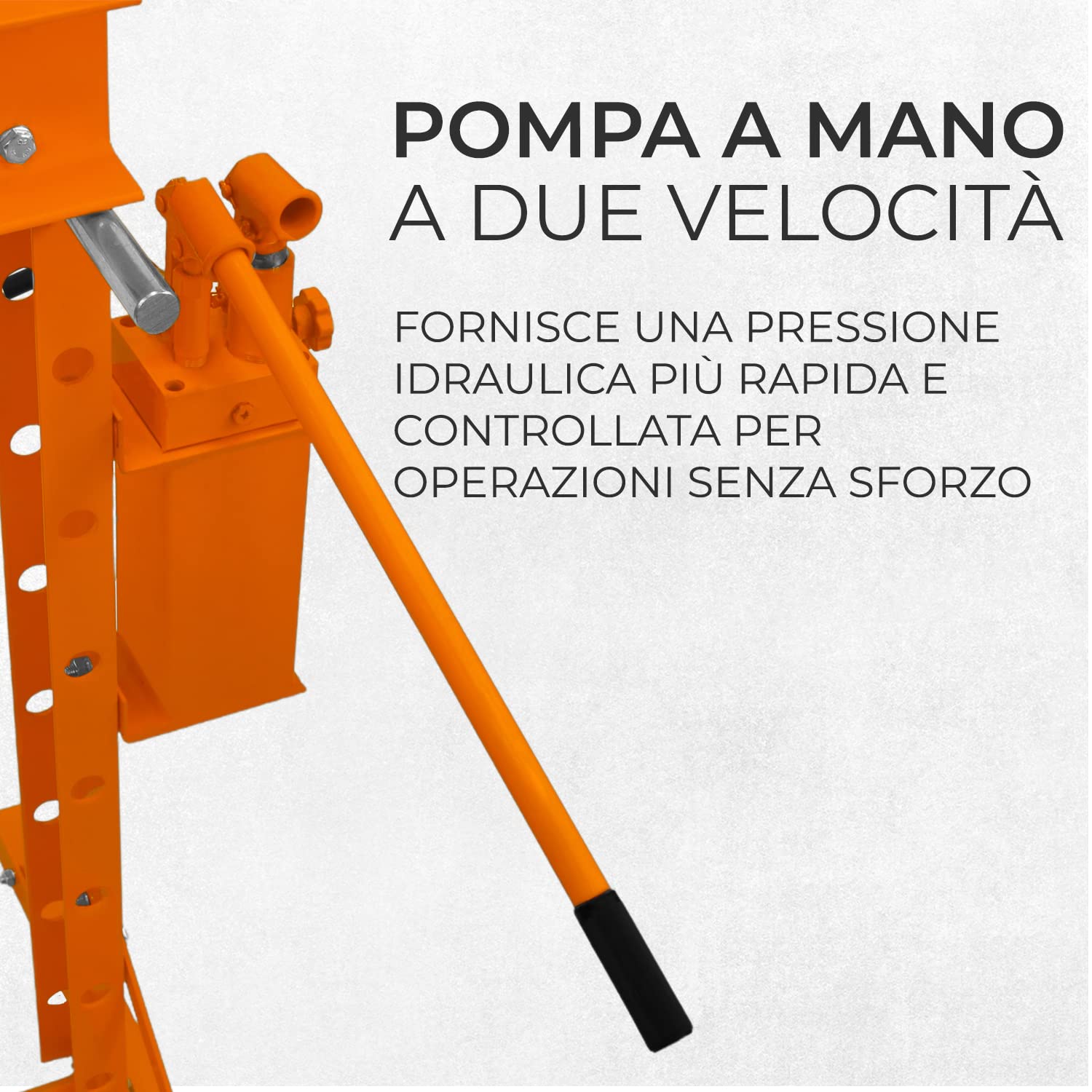 T-Mech Pressa idraulica da Officina 20 tonnellate da Pavimento in Acciaio Manometro Staccabile Pompa a Mano Regolabile 0-1015 mm Area di Lavoro Verticale Officina Garage 8 cilindri e 1 Adattatore