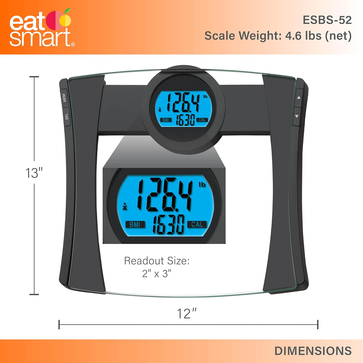 Eat Smart Precision CalPal Digtal Bathroom Scale with BMI and Calorie Intake, 440 Pound Capacity