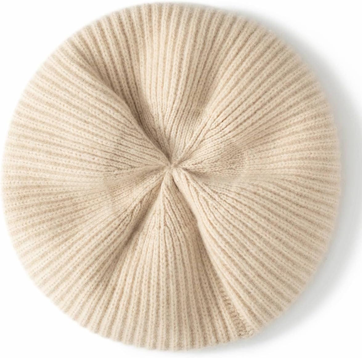 Cashmere Berets Hats Women Winter Warm Merino Wool Knitted Oversized Beige Beanie - Image 3