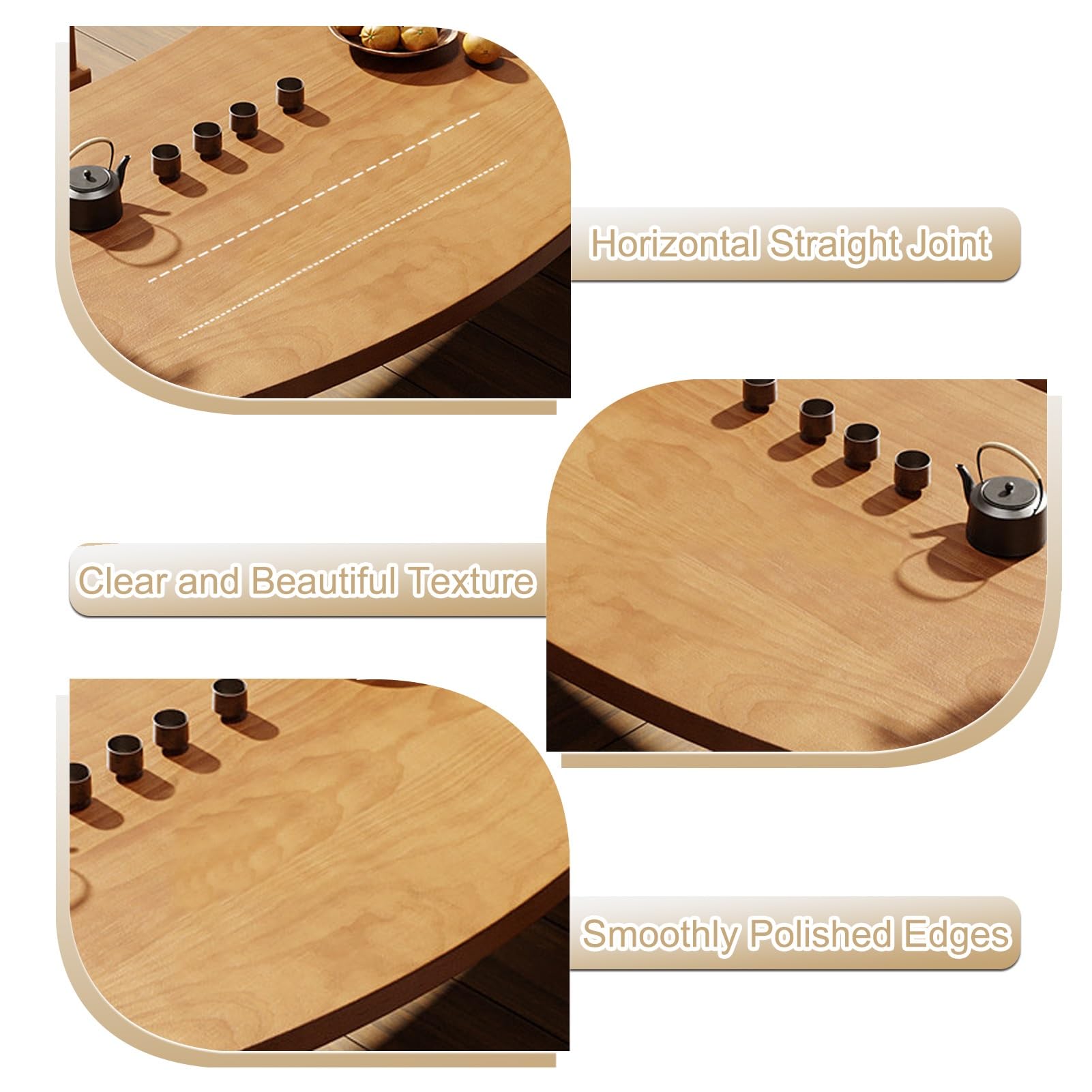 Tavolino da pavimento giapponese in legno massello, tavolino da pavimento giapponese, legno ecologico, per soggiorno, meditazione, sala da tè, sala da pranzo in stile tatami (200 * 60 * 35 cm/78,7
