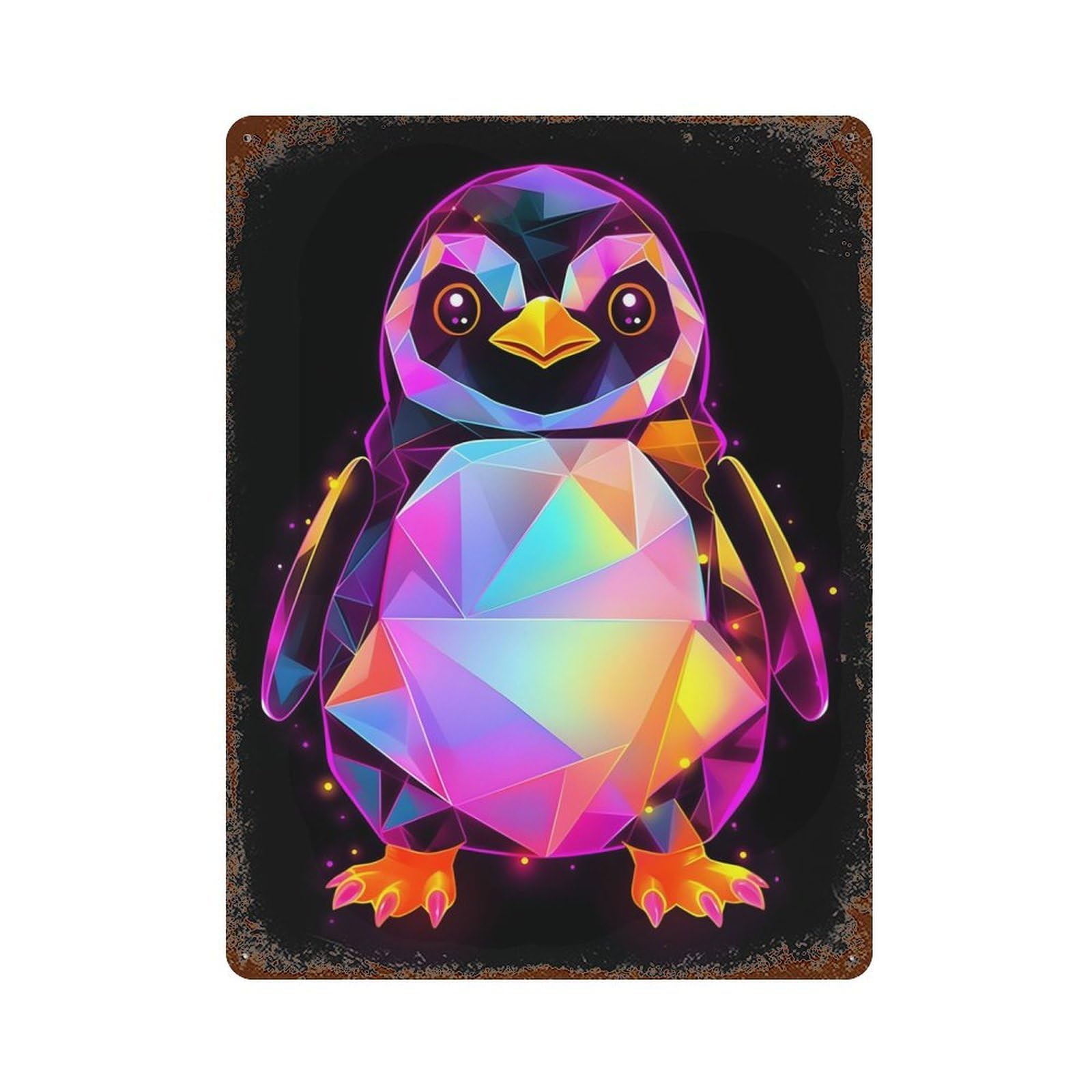Penguin Triangle Abstract Retro Metal Sign 15.7"x11.8", Vintage Wall Decor for Garage, Pub Or Kitchen