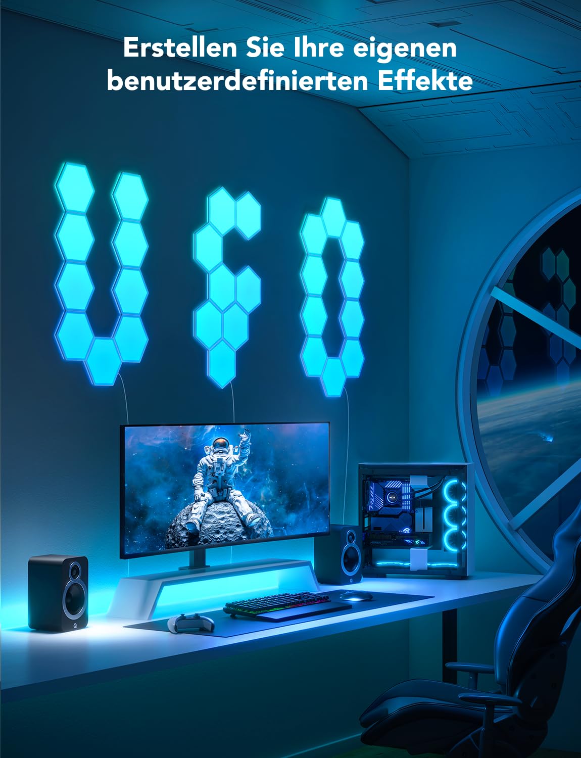 Govee LED Sechseck Hexagon Panel Gaming,10 RGBIC Smart Wandleuchte | Funktioniert mit Alexa, Google Assistant, Wi-Fi,Kreative Dekorative, Musik Sync,Gaming Beleuchtung & Zimmer Deko