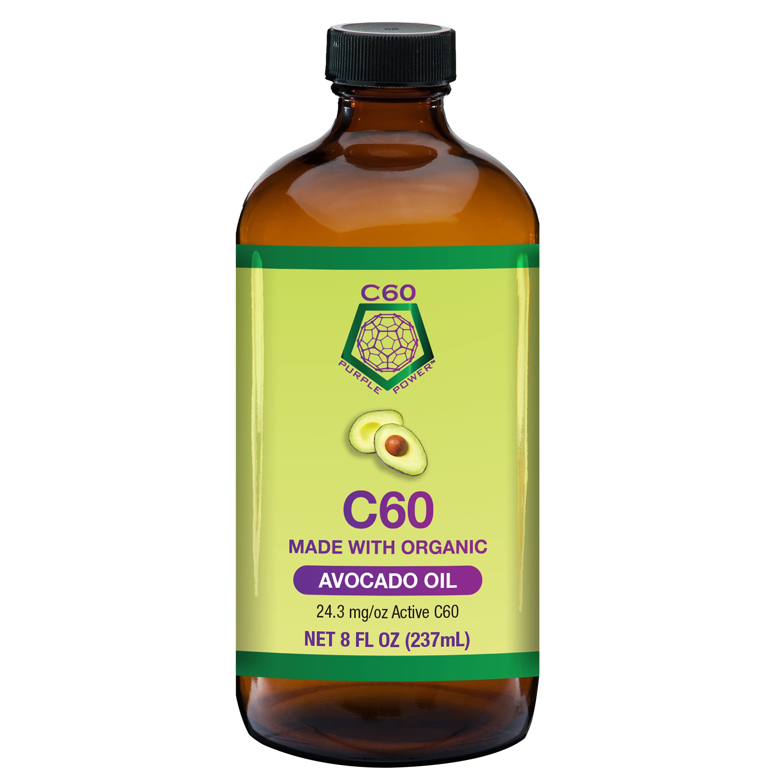 C60 Purple Power Organic Avocado Oil, 8 Fl Oz Organic ColdPressed