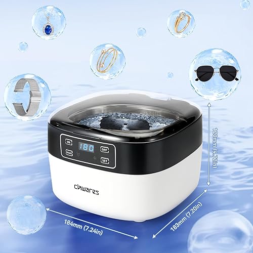 Miniatura 5 de CHWARES Limpiador ultrasónico de joyas para el hogar, limpiador ultrasónico de 40 kHZ con Degas para monedas, anteojos, reloj y CD, ajuste de 5