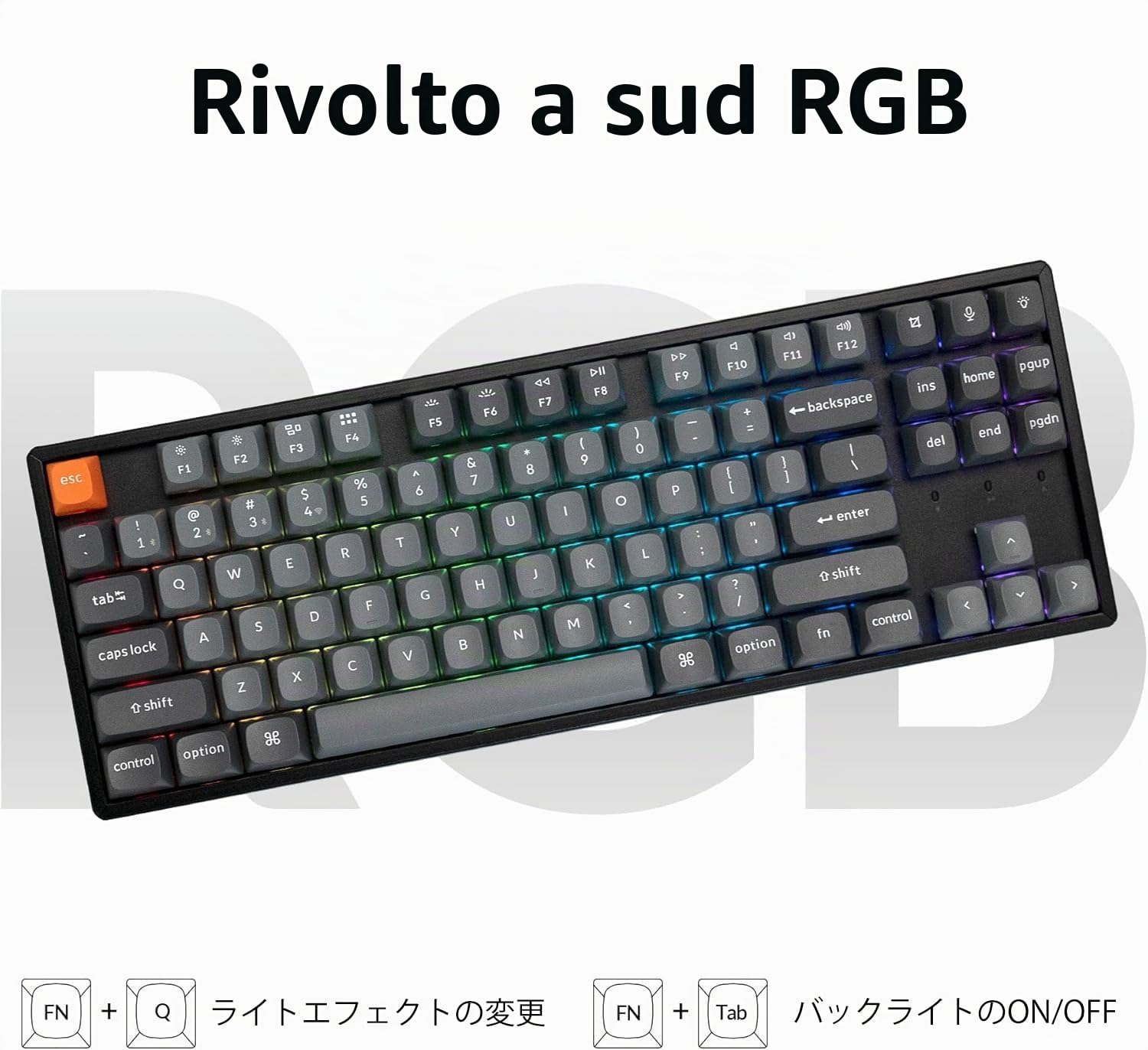 Keychron K8 MAX Tastiera meccanica wireless, 2,4 GHz/Bluetooth/USB-C, RGB, QMK/VIA, Hot-swap, Telaio in Alluminio, Macro programmabili, PBT Keycaps, Per Mac Windows, Super Red Switch