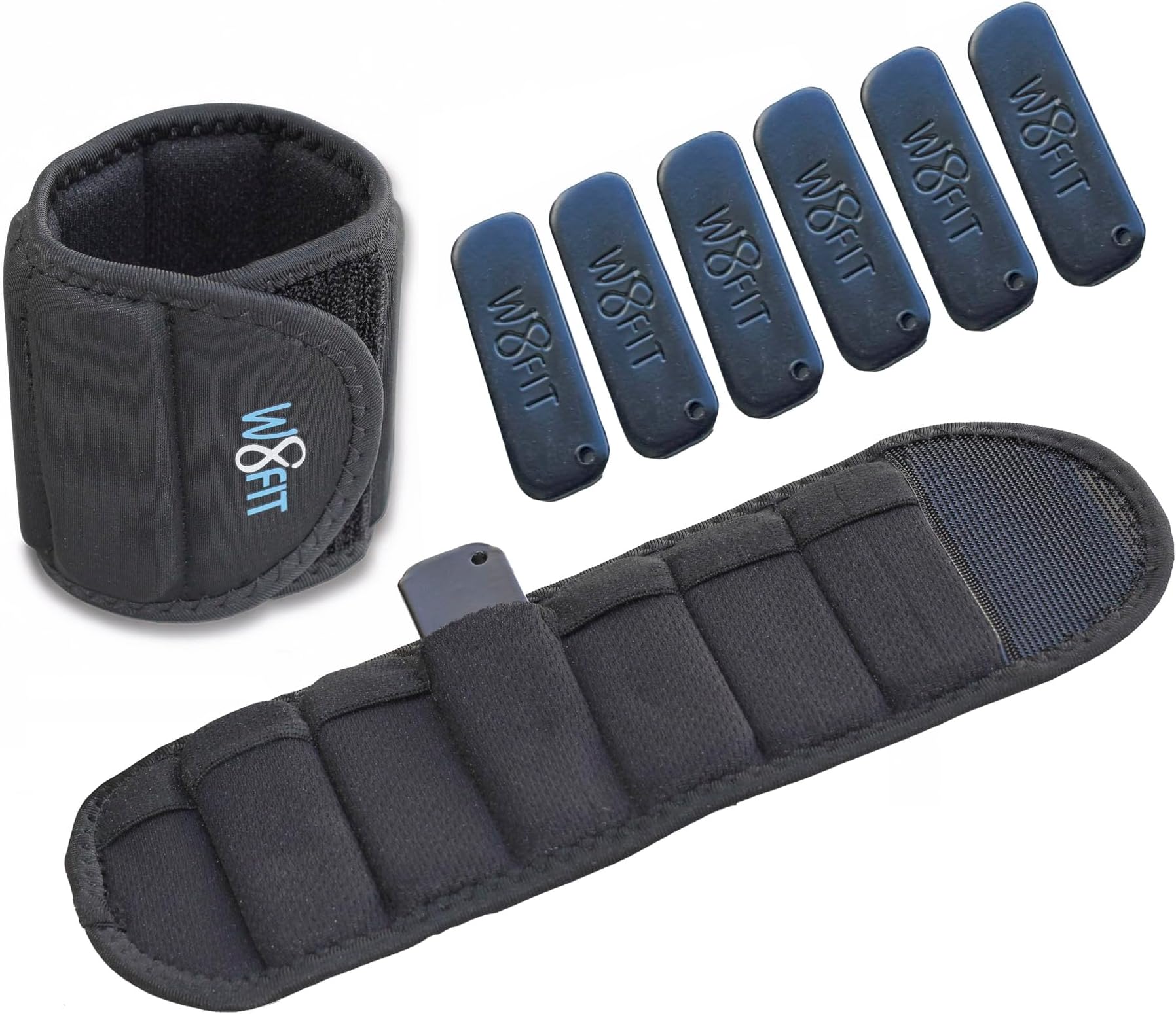 W8FIT Adjustable Wrist Arm Weights 1.25-1.7 LBS Pair with Removable Weight for Walking, Fitness, and Physical Therapy