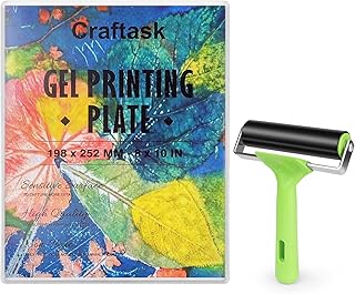 Reusable Gel Printing Plate - 8" X 10" Gel Plate with Press Rubber Brayer Roller, Printmaking Supplies for Card Making, Arts and Crafts, Scrapbooking and Journaling