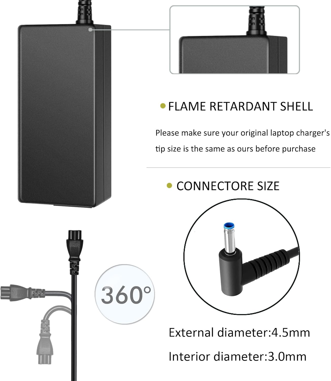 45W 19.5V 2.31A AC Laptop Power Adapter Charger for Hp Stream 11 13 14;Elitebook Folio 1040 G1;Touchsmart 15 250 G3 255 G4 355 G2; Hp Spectre X360 : Electronics